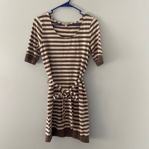 Banana Republic brown and tan stripe dress